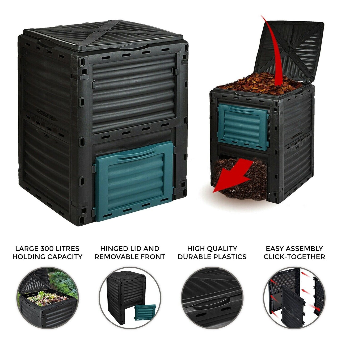 Eco Friendly 300L Garden Composter Bin Organic Waste Compost Converter