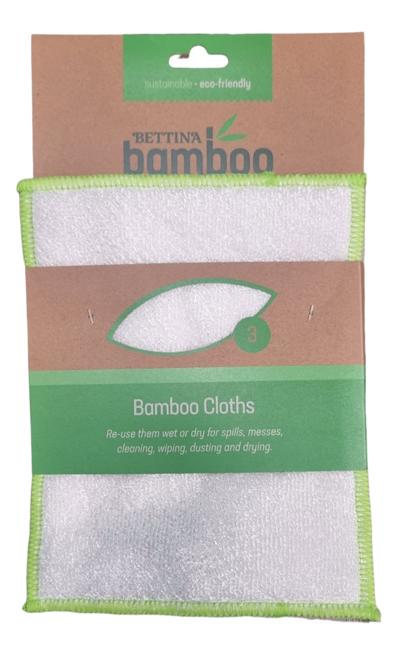 3 X Biodegradable Large Bamboo Cloths Reusable Wet & Dry Eco Friendly 23Cm Long