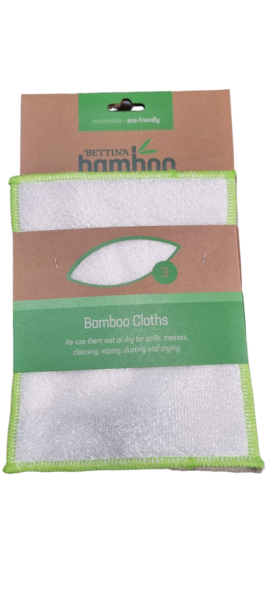 3 X Biodegradable Large Bamboo Cloths Reusable Wet & Dry Eco Friendly 23Cm Long