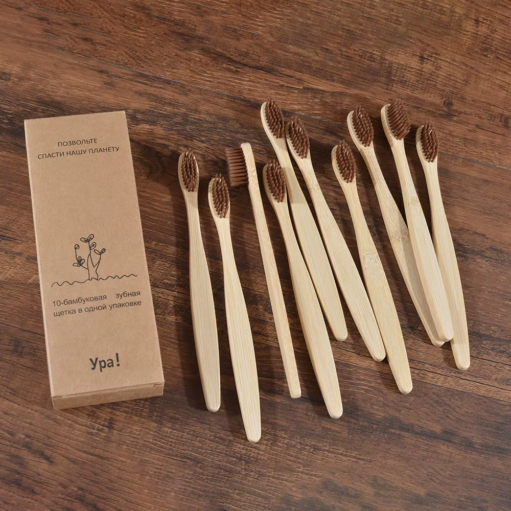 10PCS Colorful Toothbrush Natural Bamboo Tooth Brush Set Soft Bristle Charcoal Teeth Eco Bamboo Toothbrushes Dental Oral Care