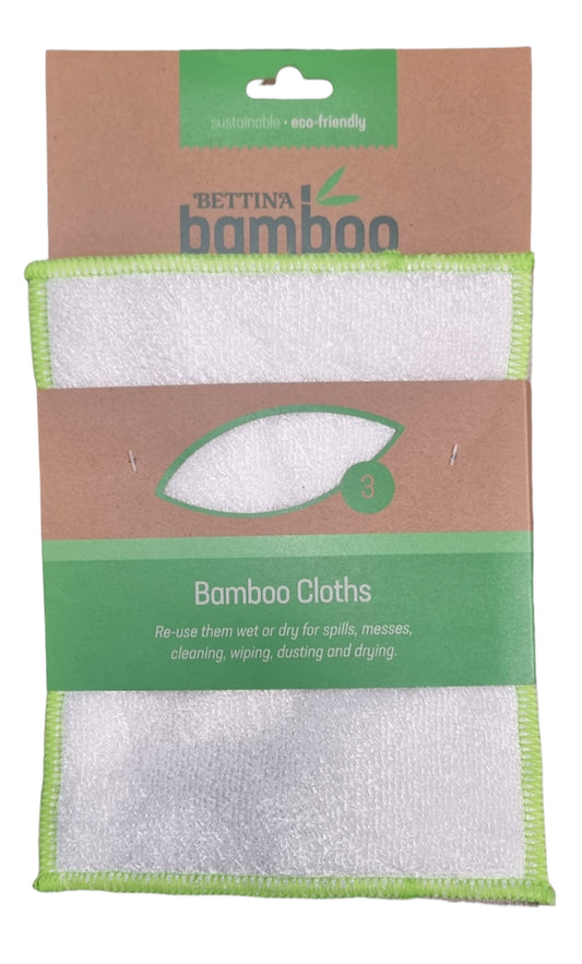3 X Biodegradable Large Bamboo Cloths Reusable Wet & Dry Eco Friendly 23Cm Long